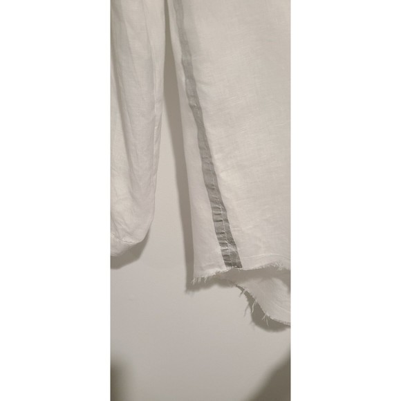 For Cynthia Womens Linen Button Down Shirt Size PM White Long Sleeve Collared - Picture 6 of 8